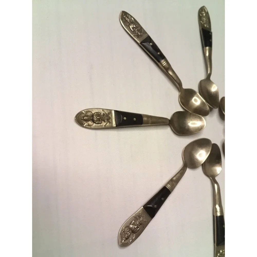 Siam Royal Demitasse Spoon Set Gold Tone Vintage Entertaining Collectible‎